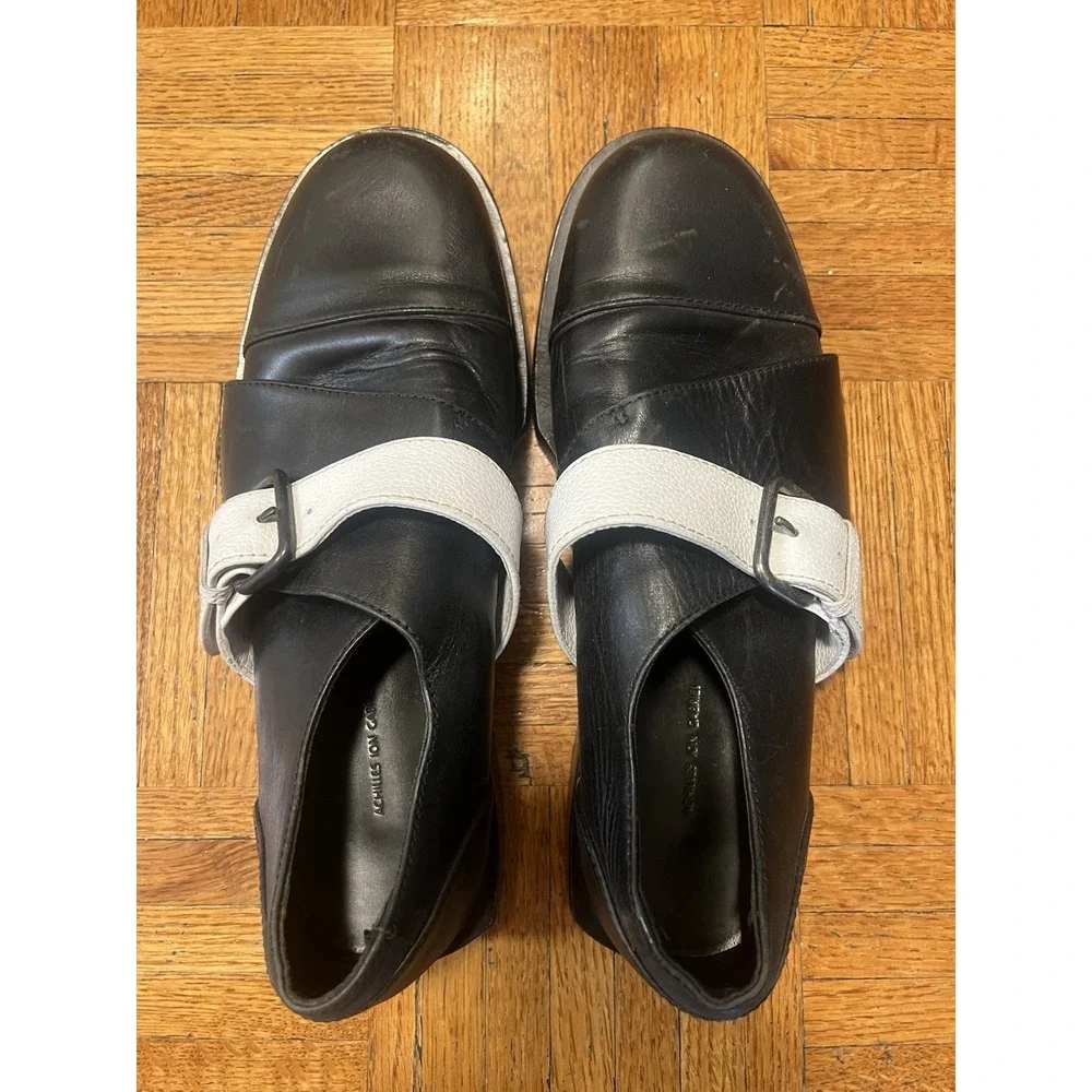Achilles‎ Ion Gabriel Black Leather Strap Shoes Size 42 Avant-Garde Designer